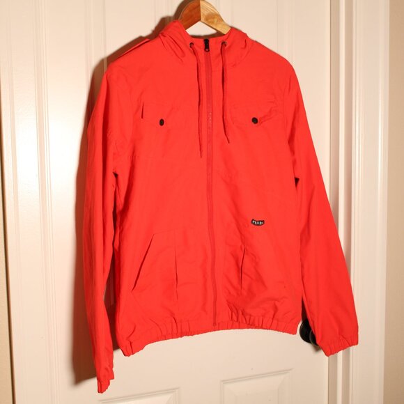 Volcom woman's neon orange rain jacket windbreaker Size L - Picture 1 of 4